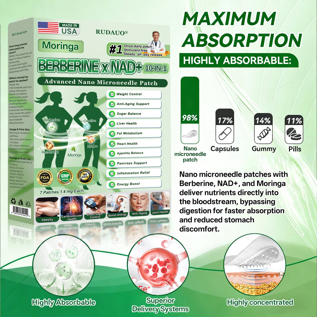 𝐎𝐟𝐟𝐢𝐜𝐢𝐚𝐥 𝐔𝐒 𝐒𝐭𝐨𝐫𝐞 | 🇺🇸 𝐑𝐔𝐃𝑨𝑼𝑶® Moringa · Berberine × NAD+ 𝟏𝟎-𝐢𝐧-𝟏 𝐀𝐝𝐯𝐚𝐧𝐜𝐞𝐝 𝐍𝐚𝐧𝐨 𝐌𝐢𝐜𝐫𝐨𝐧𝐞𝐞𝐝𝐥𝐞 𝐏𝐚𝐭𝐜𝐡 — 𝐎𝐧𝐜𝐞 𝐃𝐚𝐢𝐥𝐲, 𝐕𝐢𝐬𝐢𝐛𝐥𝐞 𝐑𝐞𝐬𝐮𝐥𝐭𝐬 𝐢𝐧 𝟕 𝐃𝐚𝐲𝐬