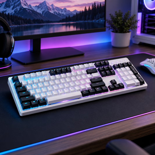 Black & White RGB Full-Size Mechanical Gaming Keyboard