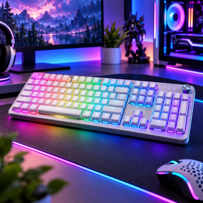 Full-Size RGB Mechanical Gaming Keyboard with Control Knob