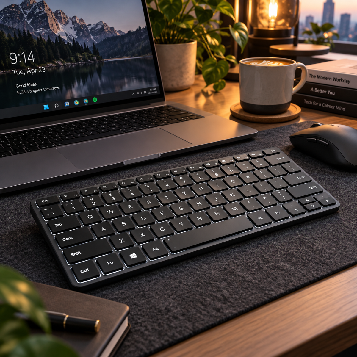 Silent Low-Profile Office Keyboard for Focused Work
